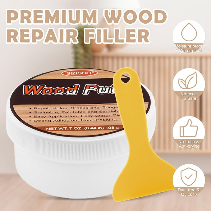 SEISSO Wood Putty, Wood Putty Outdoor Waterproof, Wood Repair Putty Stainable - Image 6