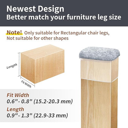 Ezprotekt 8 Pcs Rectangle Grey Felt Chair Leg Floor Protectors - Image 5