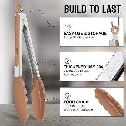 HOTEC Premium Stainless Steel Locking Kitchen Tongs - Image 3