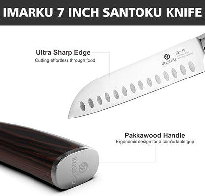 imarku Chef Knife 7 Inch Kitchen Knife Ultra Sharp Santoku Knife - Image 4