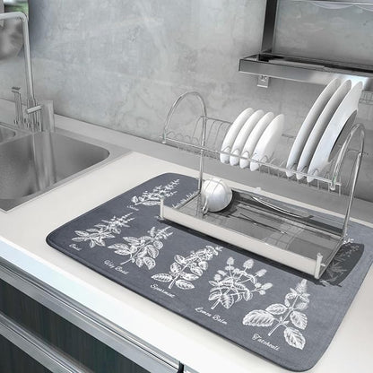 Flower Herbs Dish Drying Mat Wild Plant Dish Rack Mat - Image 5