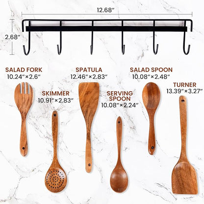 6x Large Wooden Spoons for Cooking Kitchen Utensil Set Smooth Finish Wooden - Image 4