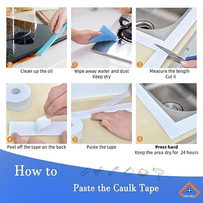 TOUSEA White Caulk Tape for Bathtub Self Adhesive, 1.5" x 19.7Ft sealant Caulk - Image 4