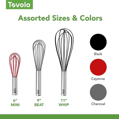 Tovolo Whisk 9 Inch Heavy Duty Silicone Wire Stainless Steel Whisker - Image 4