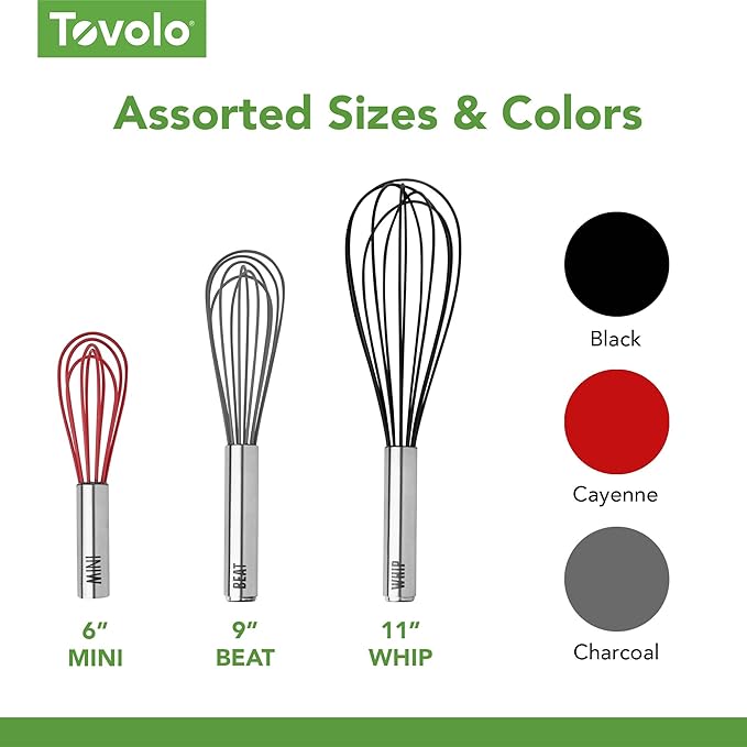 Tovolo Mini Whisk Stainless Steel 6 Inch Tiny Whipper Silicone Whisker - Image 4
