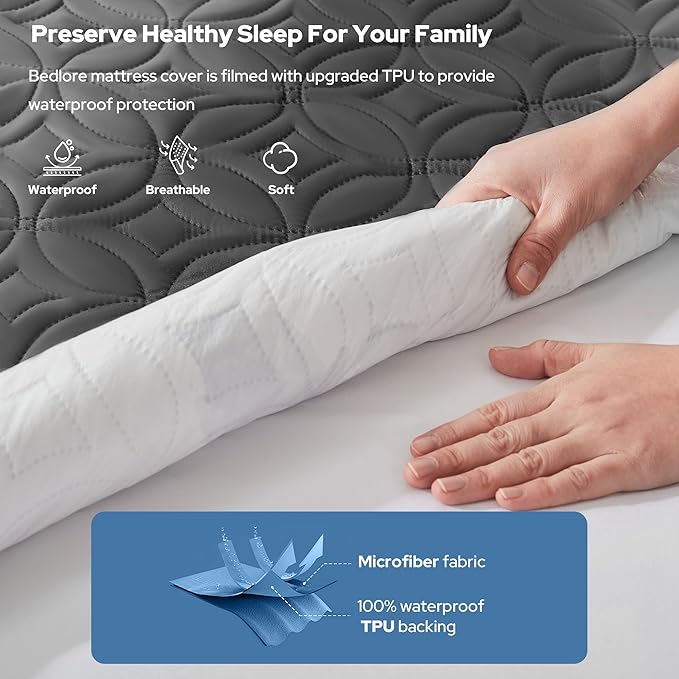 BEDLORE Waterproof Mattress Protector, Twin Size Mattress Pad - Image 2