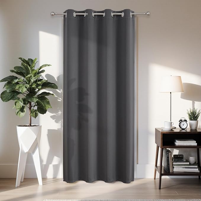 Joydeco Blackout Door Curtain for Doorway Privacy 108 Inches Long, Grommet by JOYDECO