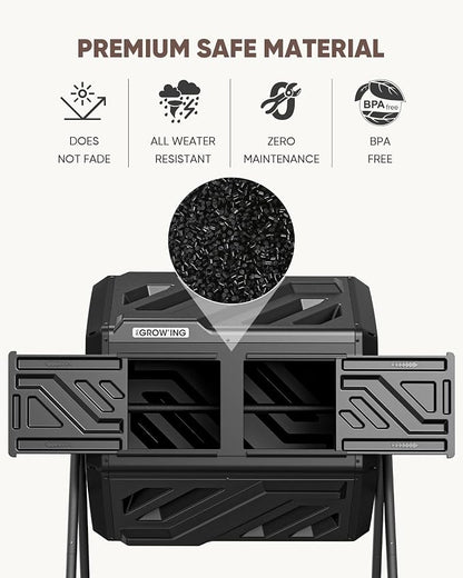 THEGROW'ING Updated 43 Gallon Compost Bin Outdoor, Fast Assemble Tumbling - Image 7