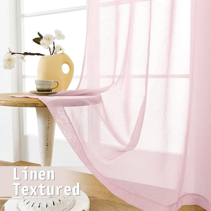 Tollpiz Sheer Door Curtains Closet Linen Textured Curtain Sheers Doorway Light - Image 4
