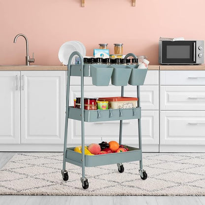 danpinera 3-Tier Rolling Cart, Metal Rolling Storage Cart - Image 4