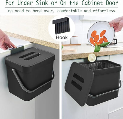 Kitchen Trash Can with Lid, LALASTAR Wall-Mounted Under Sink Small Garbage Can - Image 4