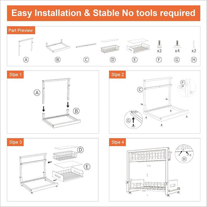 2 Pack Under Sink Organizers and Storage, Pull Out Cabinet Organizer, 2-Tier - Image 6