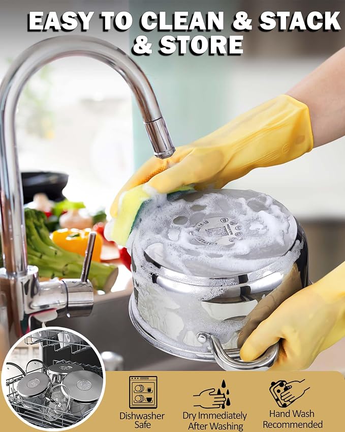Cook N Home 5.5-Quart Sauce Pot Stainless Steel Stockpot - Image 5