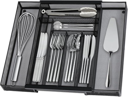 Silverware Organizer Metal Mesh, Large Drawer Organizer, Utensil Cutlery Tray by sedegnhome