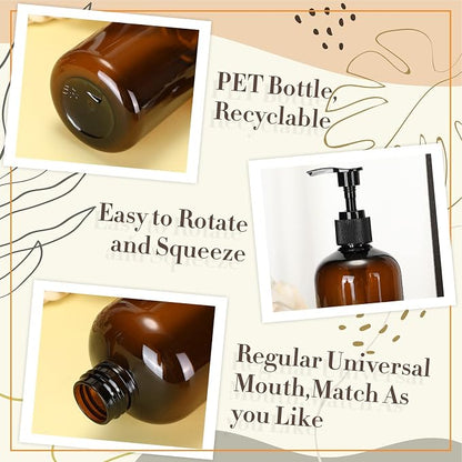 Tessco for you 12 Pack Amber Soap Dispenser Empty Plastic Pump Bottles - Image 5
