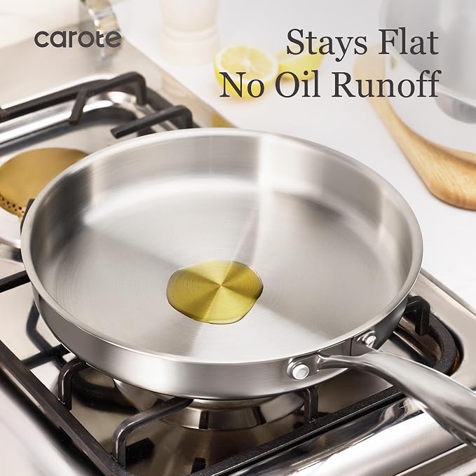 CAROTE 7-Piece Tri-Ply Stainless Steel Frying Pan Set, Skillet Set 8"/10"/12" - Image 6