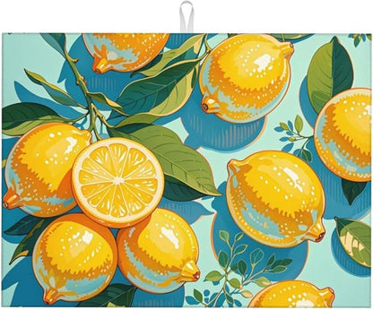 lemon Dish Drying Mat Highly Absorbent Double-Sided Microfiber by Ovitssrk