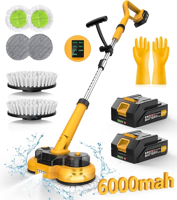 qimedo 6000mAh Battery Electric Mop M1, 800RPM Cordless Electric Power Scrubber by qimedo