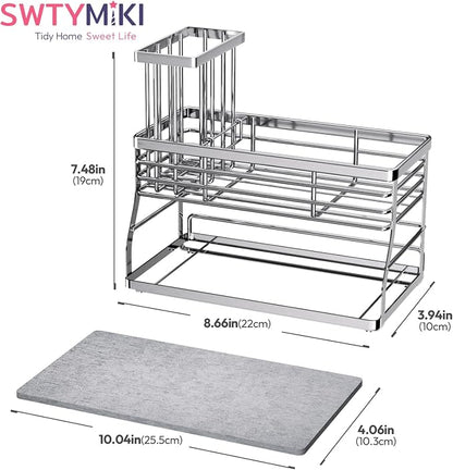 SWTYMIKI Kitchen Sink Caddy Organizer, 2 Tier Sponge Holder - Image 8