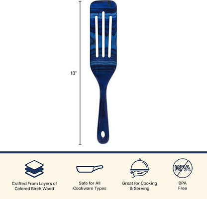 Baltique Malta 13 Inch Wooden Slotted Spurtle Spatula – Colorful Layered Birch - Image 7
