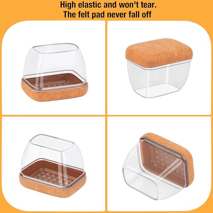 24 Pcs Rectangle Chair Leg Floor Protectors, Silicone Chair Leg Protectors - Image 8
