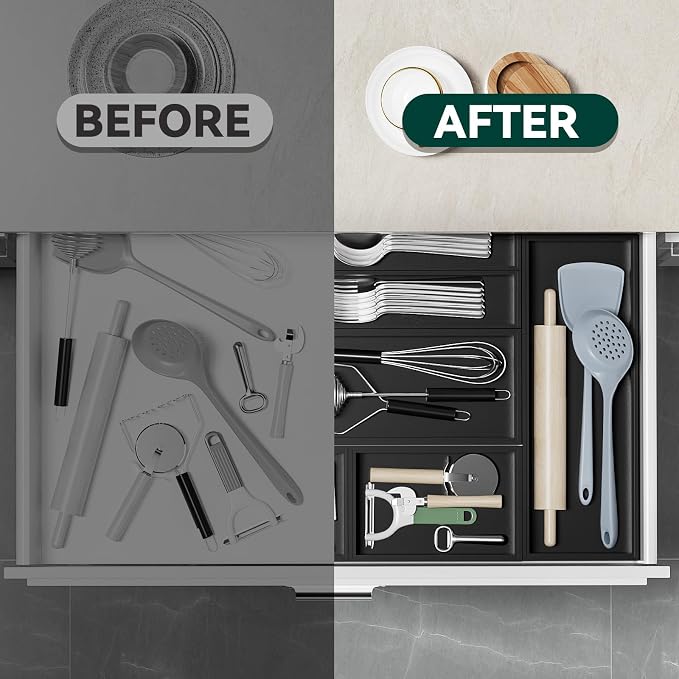 Bamboo Drawer Organizer, Cutlery Silverware Organizer - Image 6