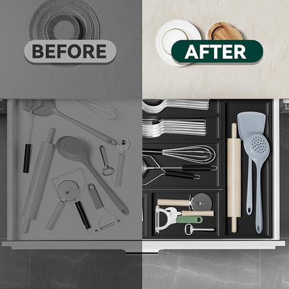 Bamboo Drawer Organizer, Extra Large Silverware Organizer - Image 6
