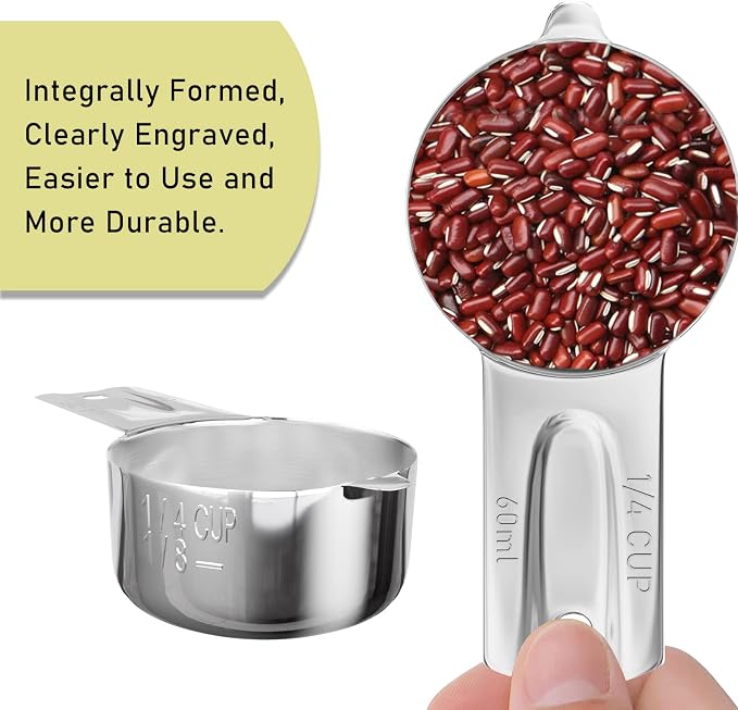 1PCS 1/4Cup Single Measuring Cup, Stainless Steel Measure Scoop, Metric and US - Image 3