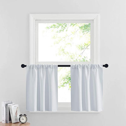 RYB HOME White Curtains for Small Window Energy Efficiency Room Darkening by RYBHOME
