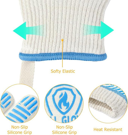 QUWIN BBQ Gloves, Oven Gloves 1472℉ Extreme Heat Resistant, Grilling Gloves - Image 2