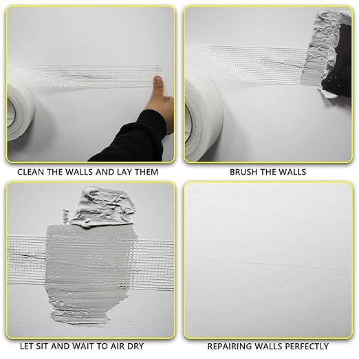 Drywall Joint Tape, 2" x 150 Feet Self-Adhesive Encrypted Fiberglass Drywall Repair Mesh Tape for Wall Cracks and Seam Patch