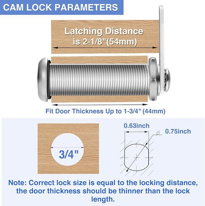 Extra-Long Cam Locks, 2-1/8 Inch, Keyed Alike, Zinc Alloy - Image 2