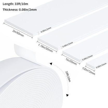 Weather Stripping Door Seal White, Self Adhesive Foam Tape High Density Foam - Image 2