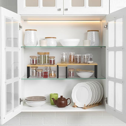 NEX Cabinet Shelf Organizer Set of 2, Kitchen Counter Shelves Spice Rack - Image 2