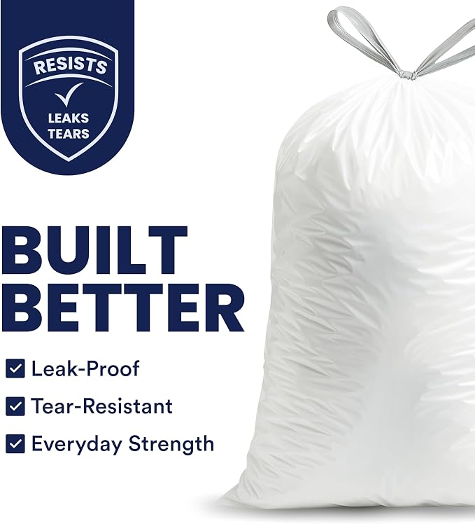 Plasticplace 13 Gallon Trash Bags │ 1.2 Mil │ White Extra-Large Drawstring - Image 2