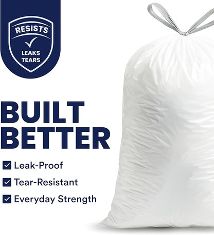 Plasticplace 6 Gallon Trash Bags White Drawstring Garbage Can Liners, 17” x 20” - Image 2