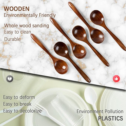 6 PCS Wooden Spoons for Honey, 6.7 inch Small Wooden Spoons - Image 6