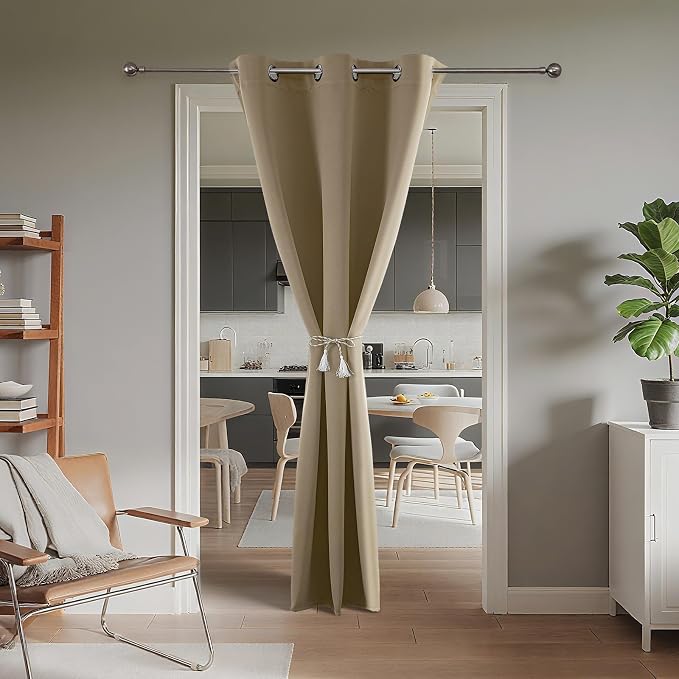 Joydeco Blackout Door Curtain for Doorway Privacy 108 Inches Long, Grommet - Image 2