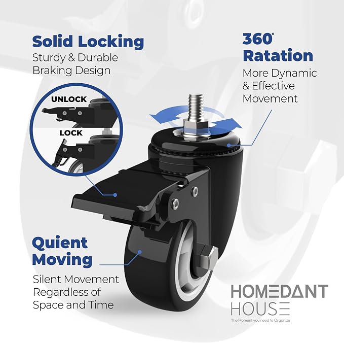 HOMEDANT House 5-Tier Metal Rolling Cart Shelf Rack Casters Heavy Duty - Image 13