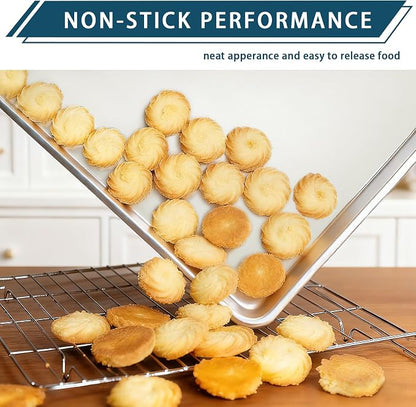 12 Pack Half Size Baking Sheet Pan Set, Aluminum Commercial Quality Cookie Sheet - Image 3
