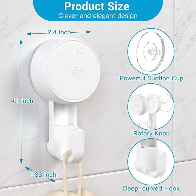 LUXEAR Suction Hooks Powerful Vacuum Suction Shower Hook- Heavy Duty Hangers - Image 6