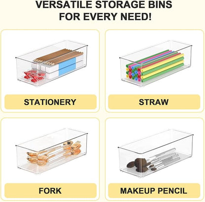 Set of 4 Clear Plastic Storage Bins, 2 Large +2 Small Pantry Organizers and - Image 6