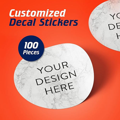 100 Custom Vinyl Stickers - Upload Your own Image, Text, Design, Logo - Personalized Logo Labels for Handmade, Packaging, Bottle, Jars, Candle, Brand Stickers (Silver Marble, 1.5x1.5)