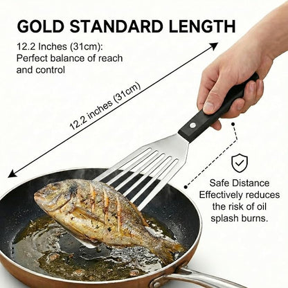 Stainless Steel Fish Spatula, 12.2" Slotted Metal Turner - Image 5