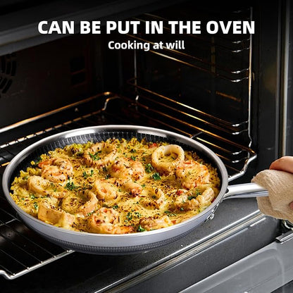 Non Stick Frying Pan without Lid, 8+10+12 Inch, Hybrid Frying Pans Set Nonstick - Image 3