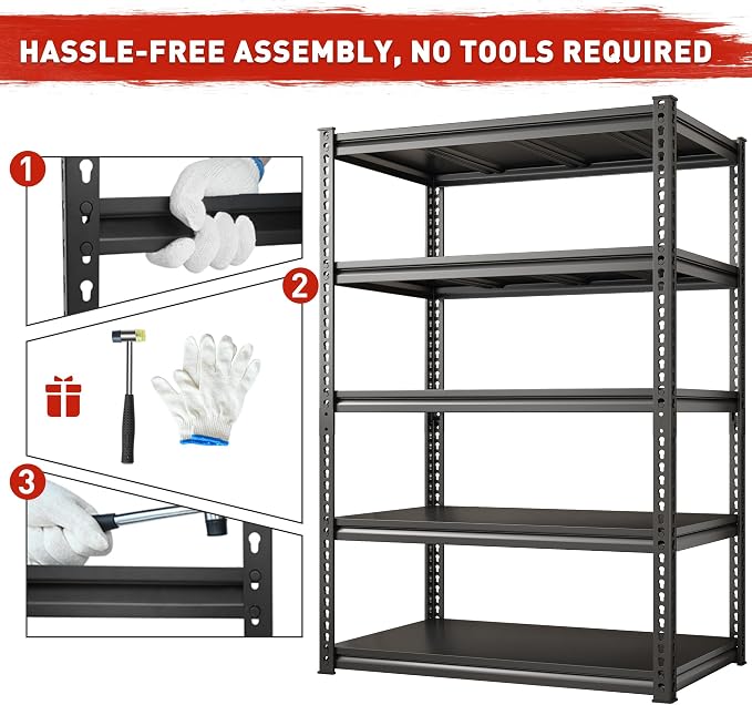 REIBII 72" H Garage Shelving Load 2500 LBS, Heavy Duty Storage Shelves - Image 7