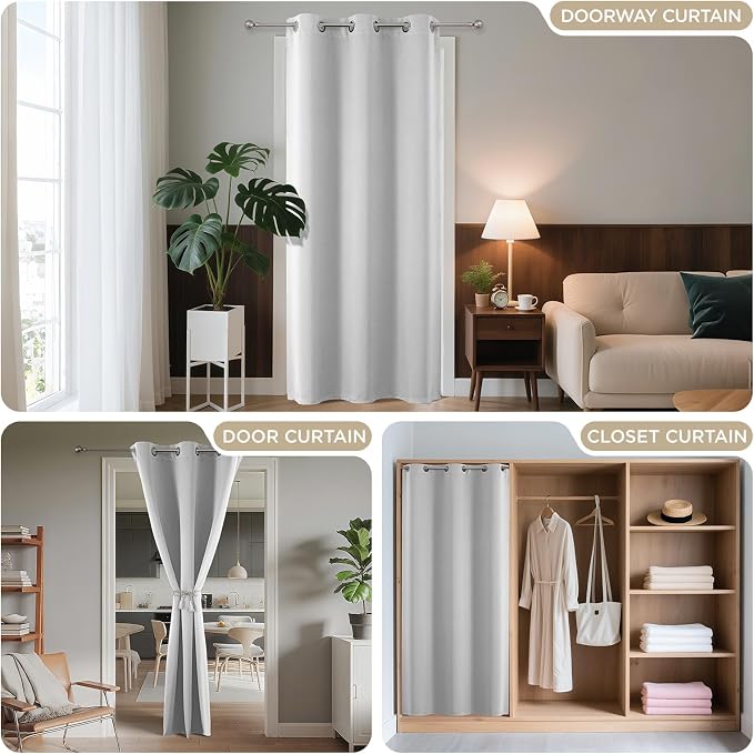 Joydeco Blackout Door Curtain for Doorway Privacy 84 Inches Long, Grommet - Image 4