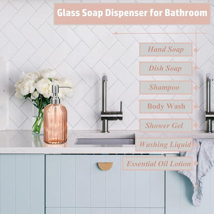 14Oz Amber Soap Dispenser Bathroom, Refillable Dish Soap Dispenser - Image 7