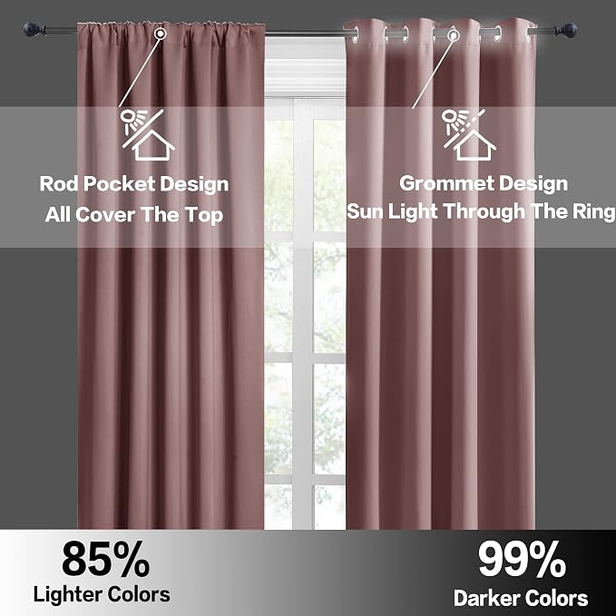 RYB HOME 45 inch Curtains for Living Room, Rod Pocket Thermal Insulated Small - Image 5