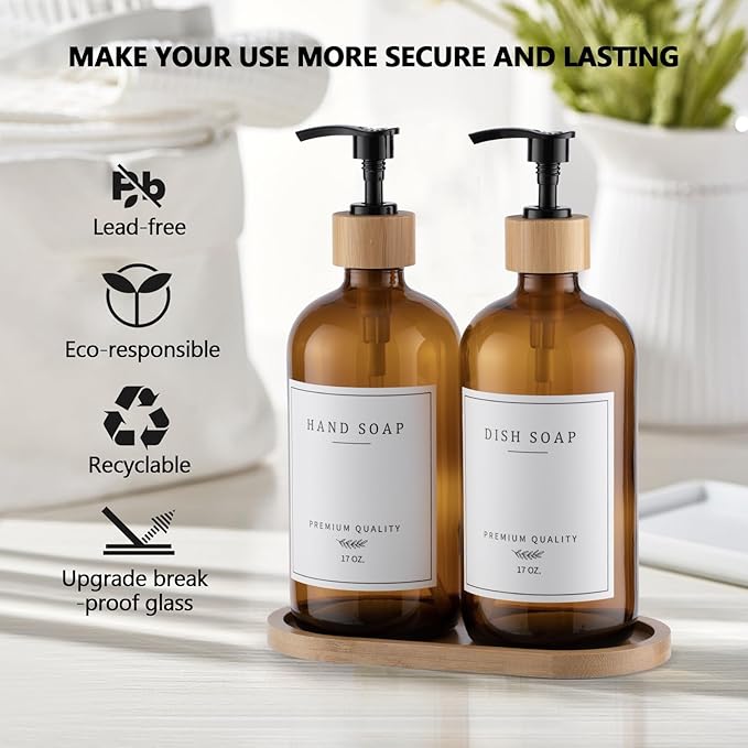 Amber Glass Soap Dispenser - Image 3